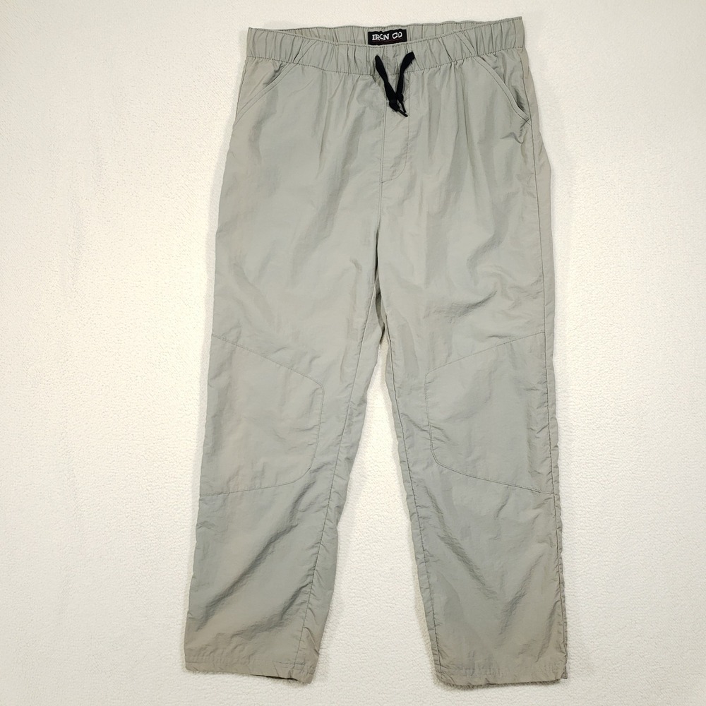 Iron Co Hiking Pants Mens Medium Gray Nylon Elastic Waist Double Knee Outdoor